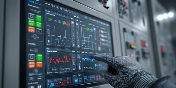 HMI showing breaker status and load trends during an electrical safety assessment.