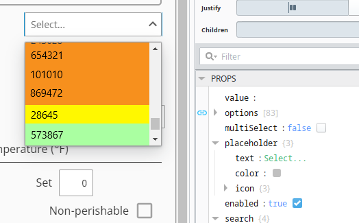 Ignition Dropdown Color Code