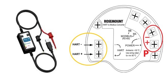 Portable HART modem and connector