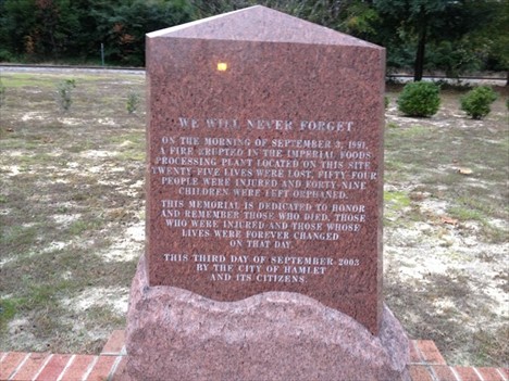 Hamlet Chicken Processing Plant Fire Memorial