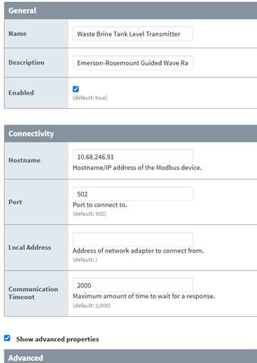 Show Advanced properties