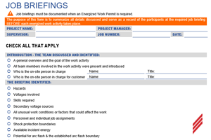 QEST job briefing arc flash