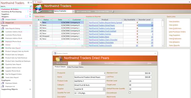 Traders Example Database