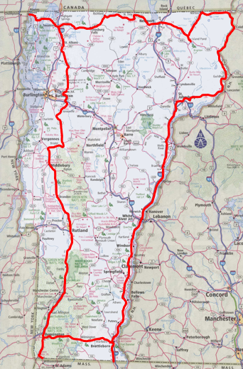 Vermont Four Corners Ride Map