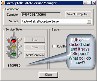 FactoryTalk Batch Service Manager