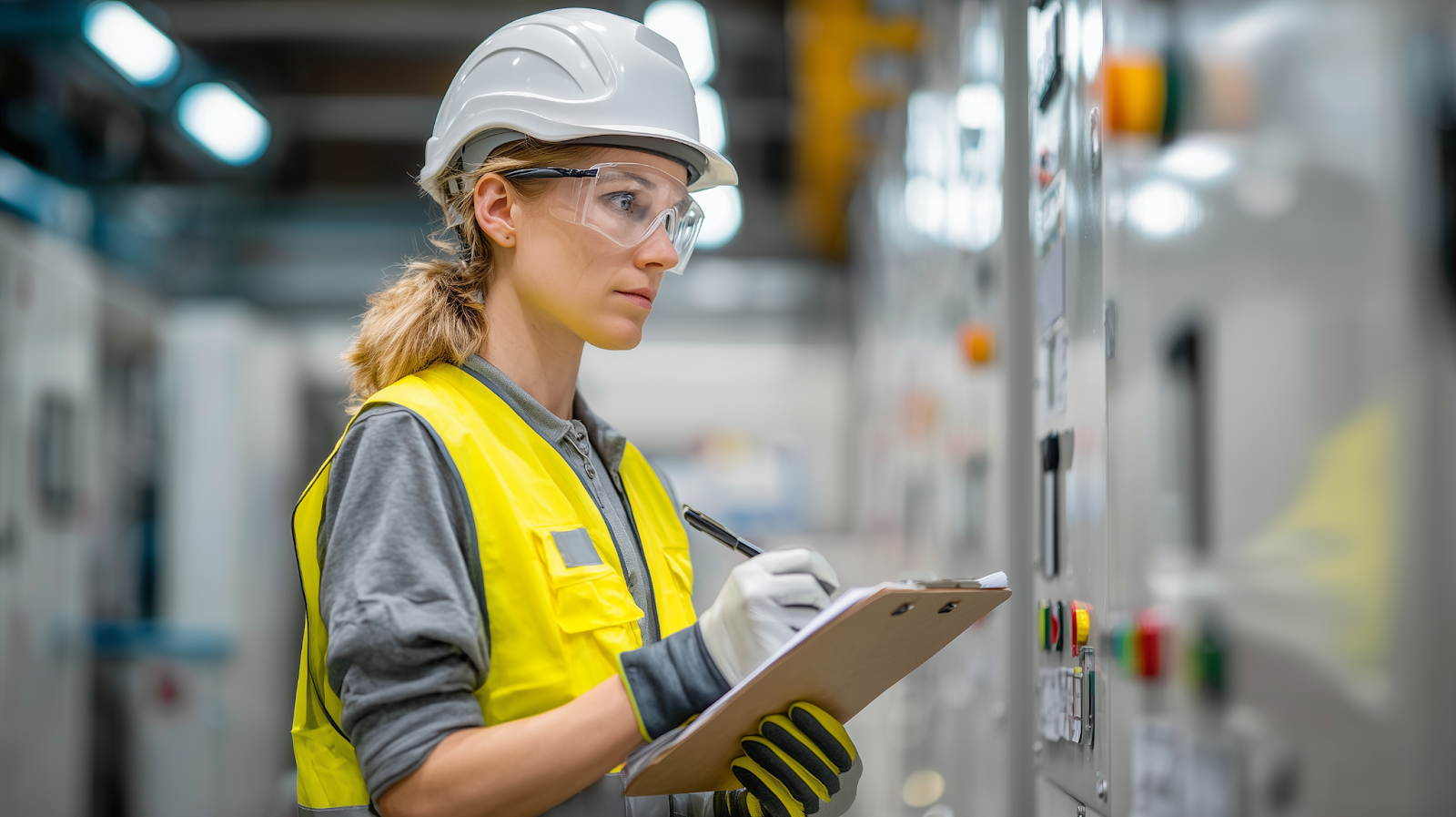 Engineer verifying NFPA and GMP compliance during system commissioning