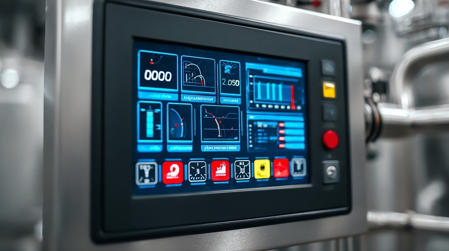 Validated HMI screen displaying batch steps, alarms, and electronic signatures