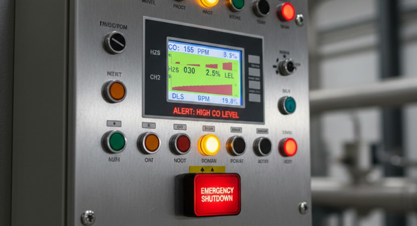 Toxic gas monitoring interface displaying active gas concentration levels