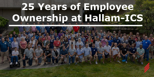 Hallam-ICS team celebrating 25 years of employee ownership.