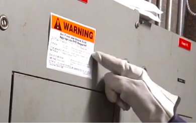 arc flash label on panel